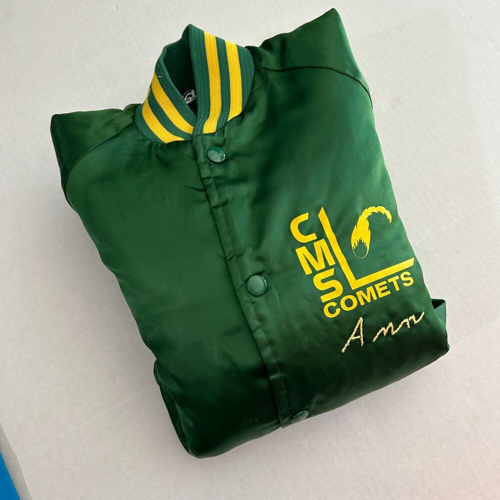 Vintage 70s Nasco, Green CMS Comets Varsity Jacket, personalized "Ann" sz S - Picture 5 of 8